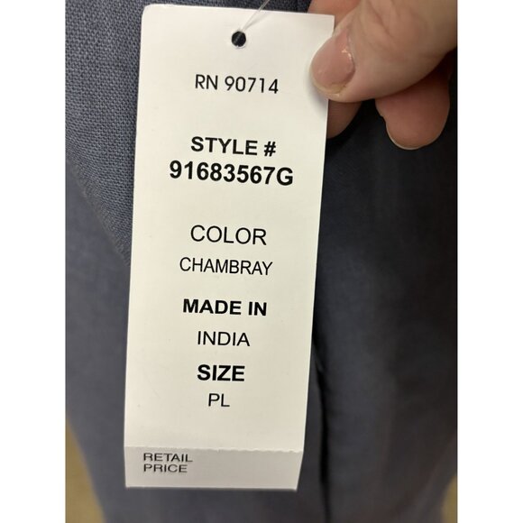 Everlily Button-Down Shirt Dress Roll-Up Sleeves Womens PL Linen Blend Pockets - Picture 7 of 12